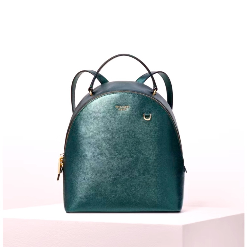 Kate Spade Metallic Dark Green Sylvia Medium Backpack